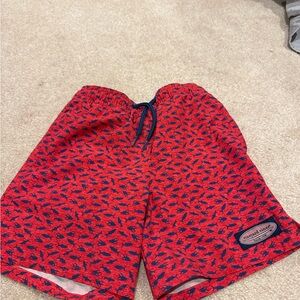Boy’s Vineyard Vines Red and Blue Patterned Swim Shorts